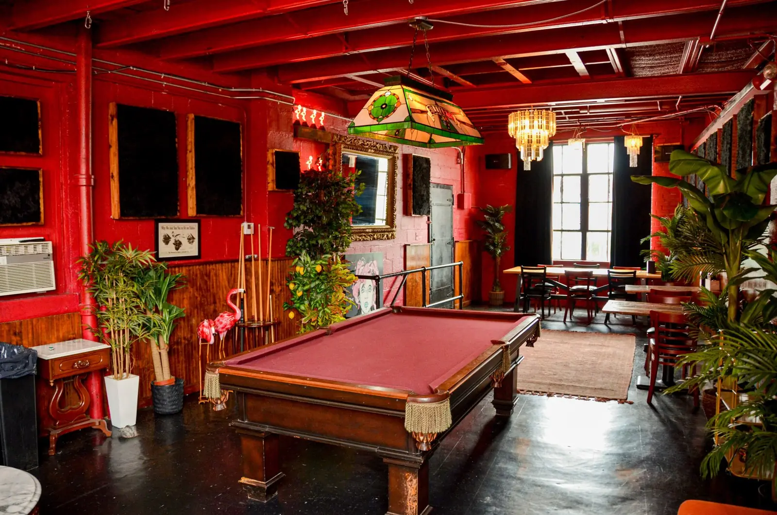 Flamingo Lounge private event space with pool table